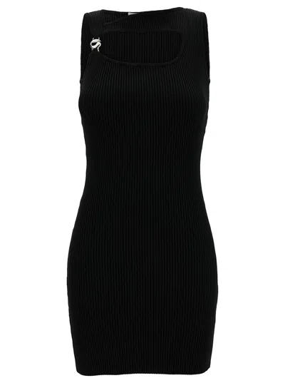 COPERNI MINI BLACK DRESS WITH CUT-OUT AND LOGO DETAIL