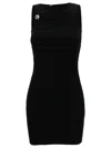 Coperni Mini Black Dress With Cut-out And Logo Detail In Ribbed Viscose Woman In Multicolor