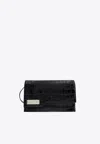 Coperni Folder Mini Patent Croc-embossed Shoulder Bag In Black