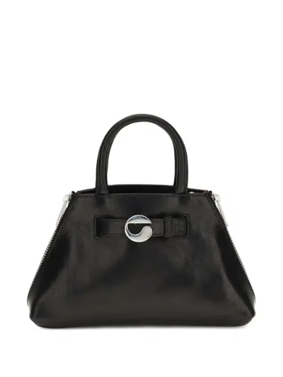 Coperni Mini Data Zip-detail Leather Tote Bag In Black