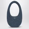 Coperni Oval Denim Mini Swipe Bag Handbag In Blue