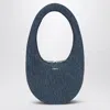 Coperni Oval Denim Mini Swipe Bag Handbag In Blue