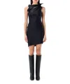 Coperni Black Asymmetric Sleeveless Mini Dress With Floral Detail And Cut-out On The Front In Tech Fabric St In Black