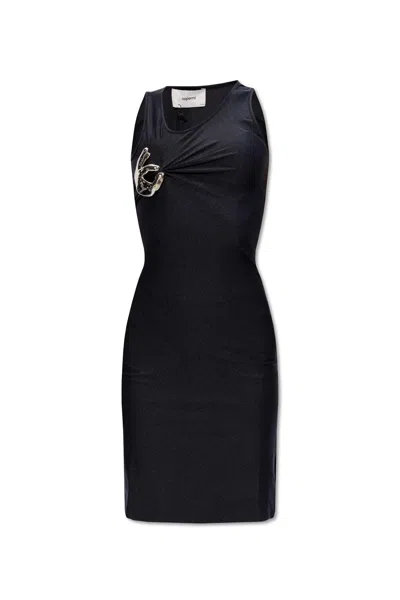 Coperni Mini Dress With Brooch In Nero