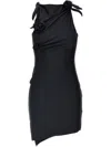 Coperni Asymmetrical Flower Mini Dress Woman Black In Black