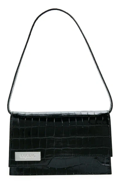 Coperni Folder Mini Patent Croc-embossed Shoulder Bag In Black