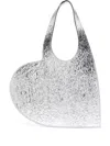 COPERNI COPERNI MINI HEART BAG IN SILVER METALLIC LEATHER
