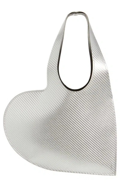 Coperni Mini Heart Leather Tote In Silver