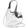 Coperni Mini Heart Metallic Leather Crossbody Tote In Silver