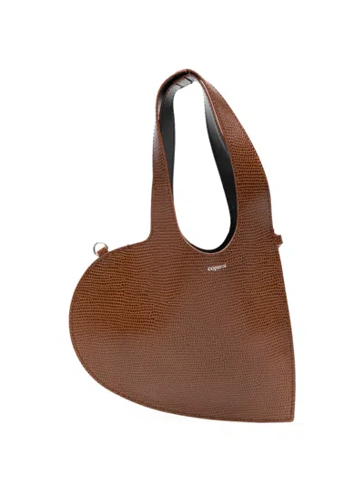 Coperni Mini Heart Tote Bag In Brown