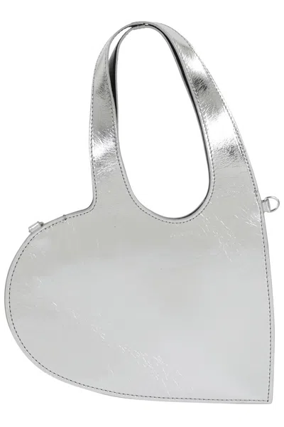 Coperni Mini Heart Tote In Silver
