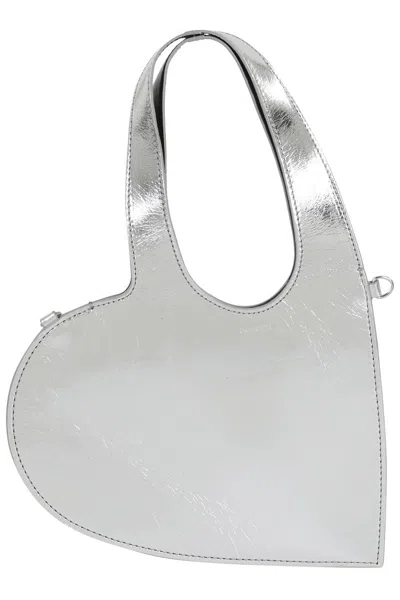Coperni Mini Heart Tote In Silver
