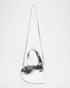 Coperni Mini Metallic Leather Heart Crossbody Bag In Silver