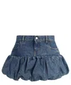 Coperni Blue Miniskirt With Logo Patch On The Rear And Gathered Hem In Denim Woman In Blue