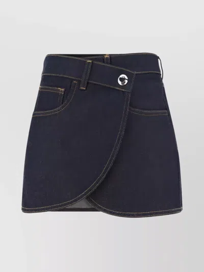 Coperni Denim Mini Wrap Skirt In Blue