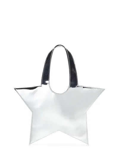 Coperni Mini Star-shaped Tote Bag With Mirror-effect Finish In Silver