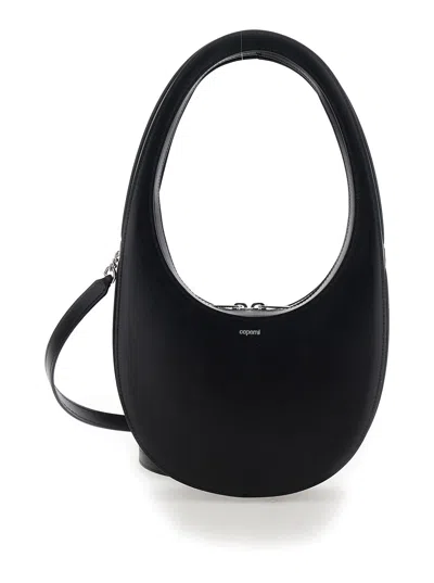 Coperni Mini Swipe Black Handbag With Logo Detail In Leather Woman
