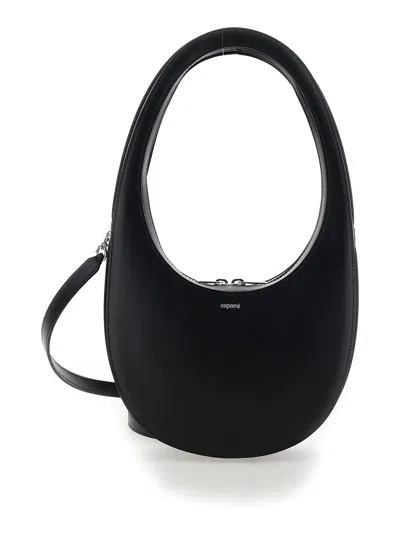 COPERNI COPERNI WOMEN 'MINI SWIPE' BLACK HANDBAG WITH LOGO DETAIL IN LEATHER WOMAN