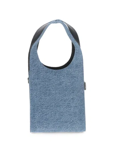 Coperni Mini Swipe Canvas Tote Bag In Blue