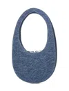 Coperni Mini Oval Blue Denim Handbag In Blue