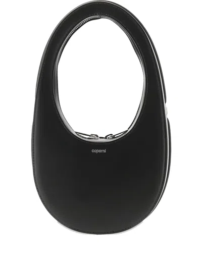 Coperni Mini Swipe Oval-frame Leather Tote Bag In Black