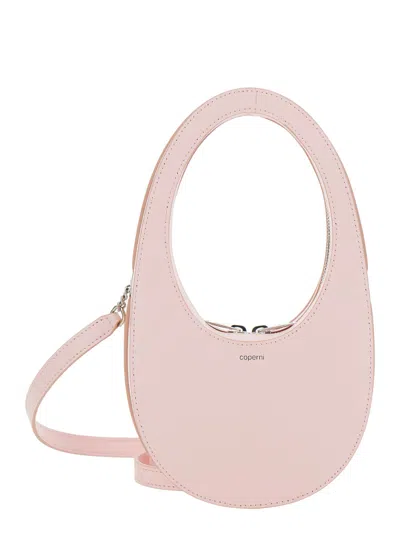 Coperni Mini Swipe Pink Crossbody Bag With Embossed Logo And Removable Shoulder Strap In Leather Woman In Rosa