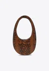Coperni Snake Print Swipe Bag In Brown