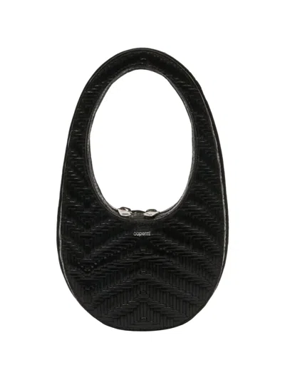 Coperni Swipe Croc Embossed Leather Handbag In Black