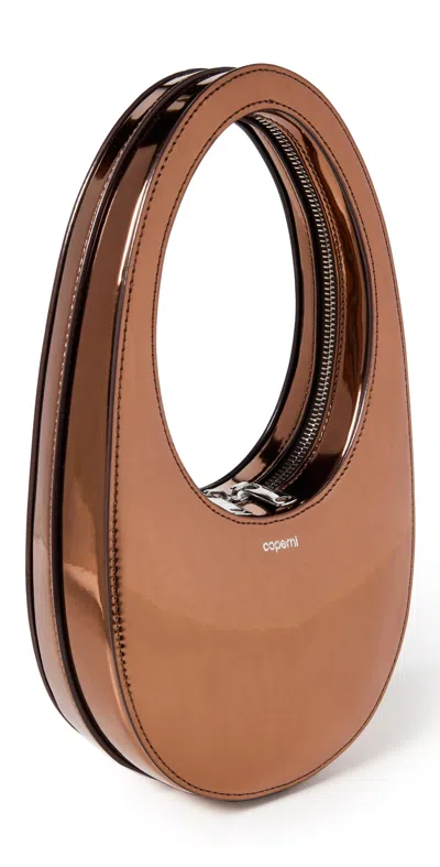 Coperni Swipe Bronze Shoulder Bag In Mirrored Techno Fabric Woman In Brown