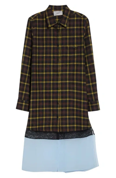 Coperni Mixed Media Long Sleeve Shirtdress In Multi