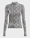 Coperni Mock-neck Metallic Snakeskin-print Top In Print Snake