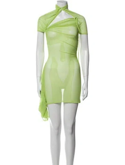 Pre-owned Coperni Mock Neck Midi Length Dress In Green
