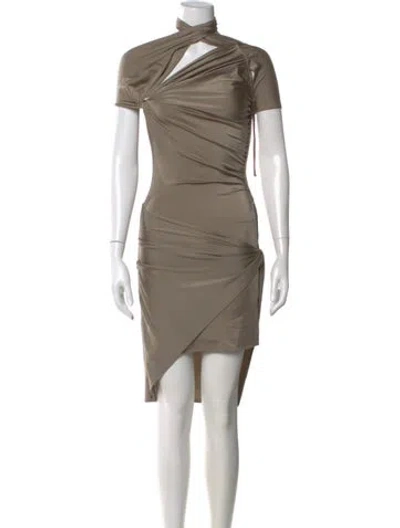 Pre-owned Coperni Mock Neck Mini Dress In Neutrals