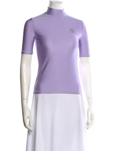Pre-owned Coperni Mock Neck Short Sleeve Top In Purple
