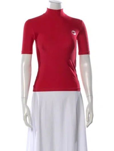 Pre-owned Coperni Mock Neck Short Sleeve Top In Red