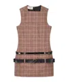 Coperni Belted Wool Dress In Brown