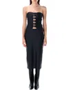 Coperni Strapless Fitted Midi Dress Buckle Accents In Black