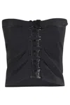 Coperni Buckle Detail Ruched Strapless Top In Black