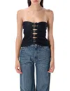 Coperni Buckle Detail Ruched Strapless Top In Black