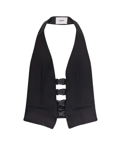 Coperni Multi Bukle Waistcoat Satin Vest In Black