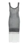Coperni Multi Layer Knit Slip Wool Blend Dress In Grey