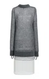 Coperni Multi Layer Pullover Wool Dress In Grey