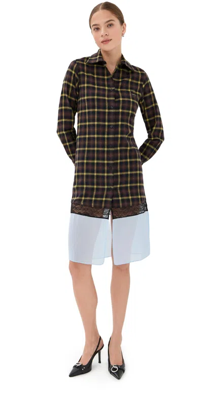 COPERNI MULTI LAYER SHIRT DRESS BROWN/BLUE