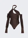 Coperni Multi-strap Stretch Jersey Bodysuit In Brown