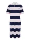 Coperni Striped Polo Long Dress Woman Navy E Pink In Multi