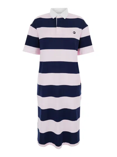 COPERNI MULTICOLOR DRESS WITH ALL-OVER STRIPE PATTERN AND EMBROIDERED LOGO ON THE FRONT IN COTTON WOMAN