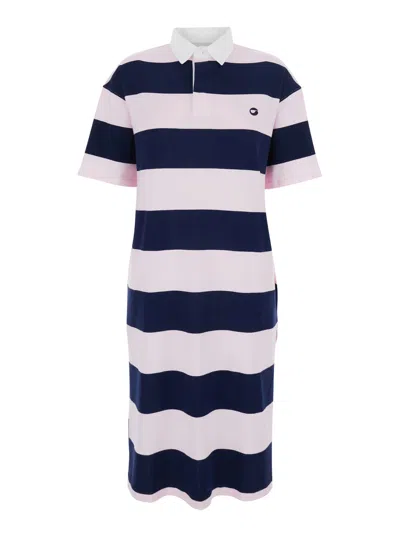 Coperni Multicolor Dress With All-over Stripe Pattern And Embroidered Logo On The Front In Cotton Woman