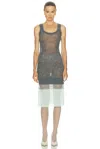 Coperni Multilayer Slip Dress In Blue