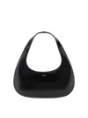 Coperni Crescent-shaped Calfskin Shoulder Bag With Embossed Logo In Black