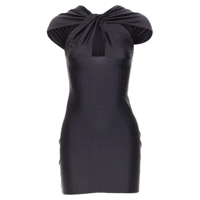 Coperni Nylon Jersey Shoulder Cut Out Mini Dress In Black